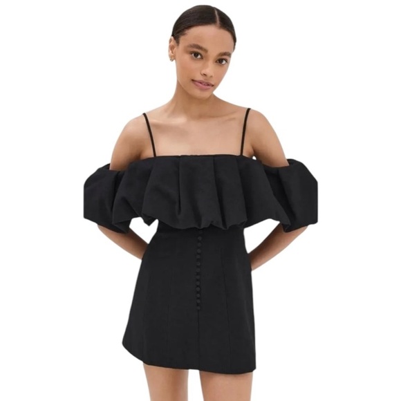 Jonathan Simkhai Puff Off Shoulder Mini Dress Black Size 4 NEW - Picture 4 of 15